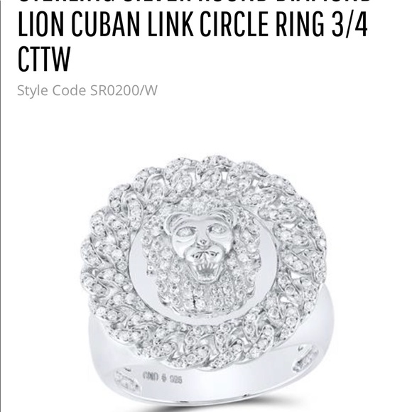 10k white gold vermeil real diamond lion ring FREE Appraisal & posh authenticate - Picture 1 of 2